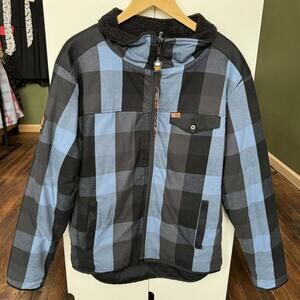 Blue Plaid Men’s Medium Jacket coat Sherpa lining. Orange River - Canadian. NWT.